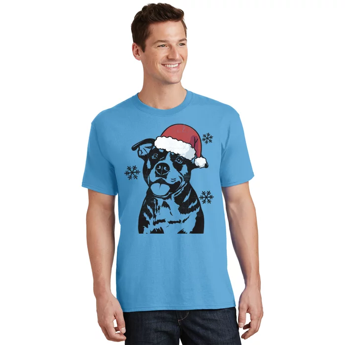 Funny American Bulldog Christmas Santa Hat Xmas Mom Dad Great Gift T-Shirt