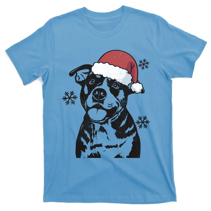 Funny American Bulldog Christmas Santa Hat Xmas Mom Dad Great Gift T-Shirt