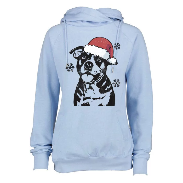 Funny American Bulldog Christmas Santa Hat Xmas Mom Dad Great Gift Womens Funnel Neck Pullover Hood