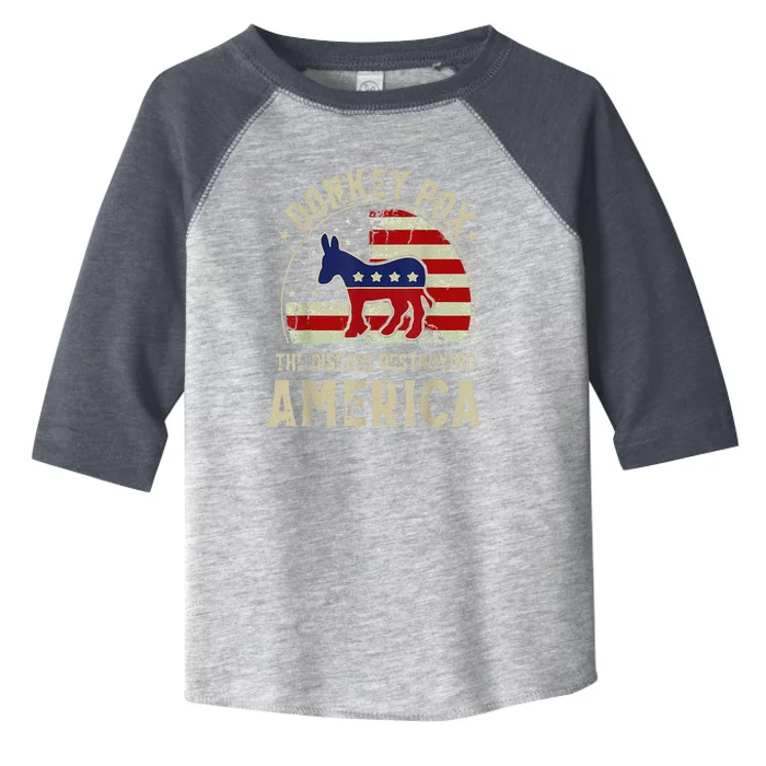 Funny Anti Biden Donkey Pox The Disease Destroying America Toddler Fine Jersey T-Shirt