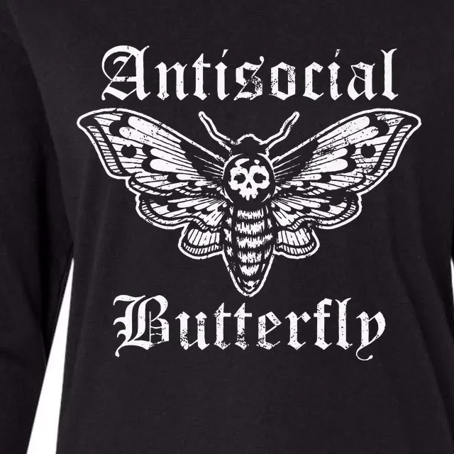 Funny Antisocial Butterfly Introvert Distressed Design Womens Cotton Relaxed Long Sleeve T-Shirt