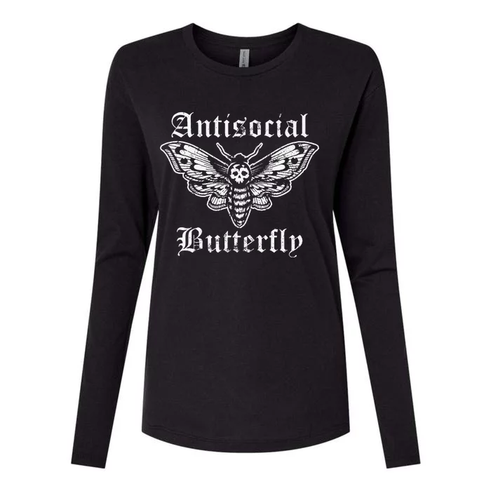 Funny Antisocial Butterfly Introvert Distressed Design Womens Cotton Relaxed Long Sleeve T-Shirt