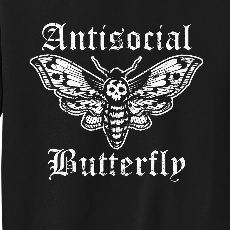 Funny Antisocial Butterfly Introvert Distressed Design Tall Sweatshirt