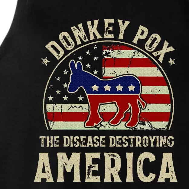 Funny Anti Biden Donkey Pox The Disease Destroying America Ladies Tri-Blend Wicking Tank