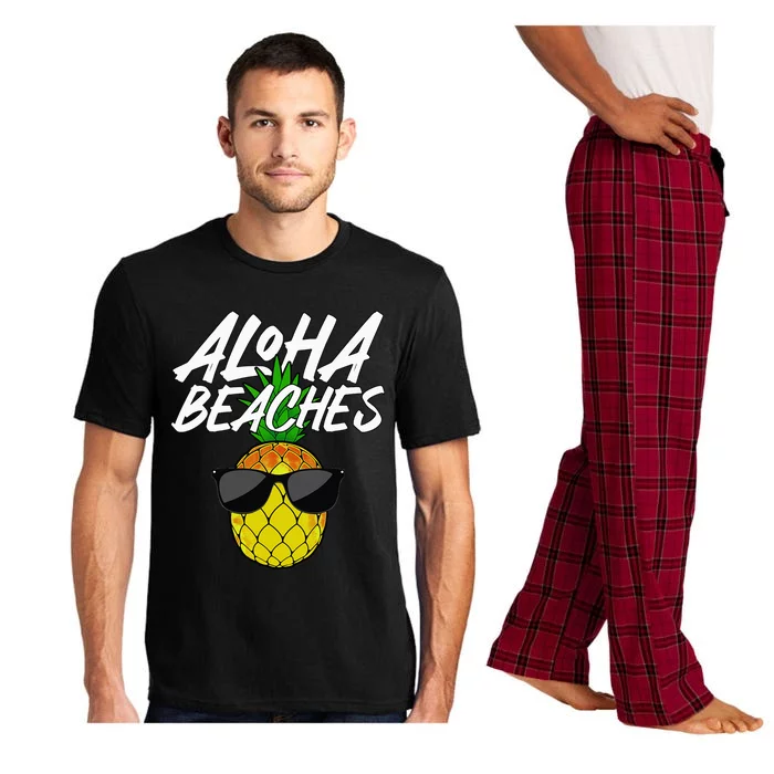 Funny Aloha Beaches Designs For Pineapple Hawaiian Pajama Set