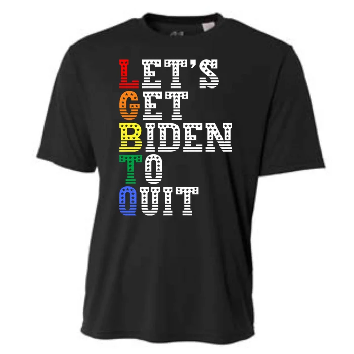 Funny Anti Biden LGBTQ Lets Get Biden To Quit Cooling Performance Crew T-Shirt