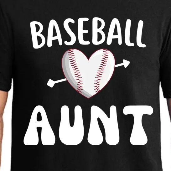 Funny Aunt Baseball Groovy Heart Baseball Player Mother Day Cool Gift Pajama Set