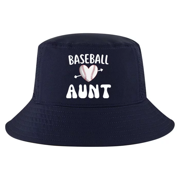 Funny Aunt Baseball Groovy Heart Baseball Player Mother Day Cool Gift Cool Comfort Performance Bucket Hat