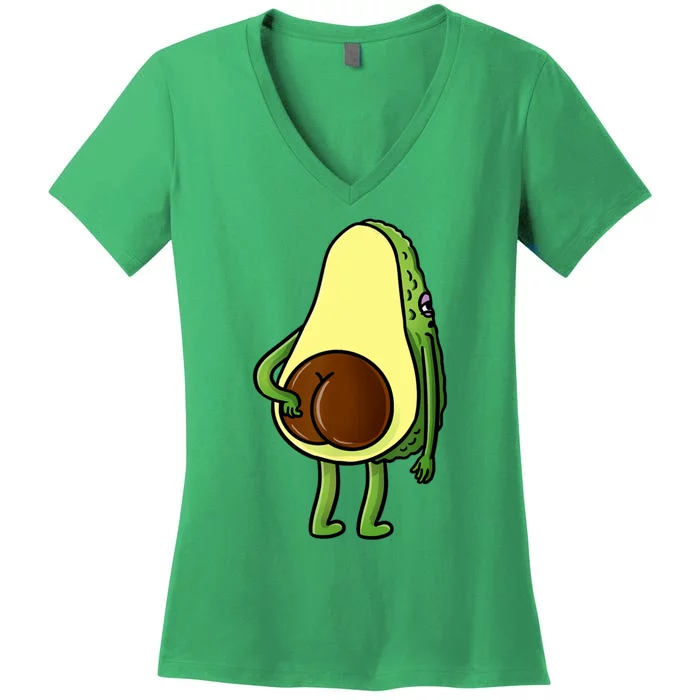 Funny Avocado Butt Cute Avocado Lover Women's V-Neck T-Shirt