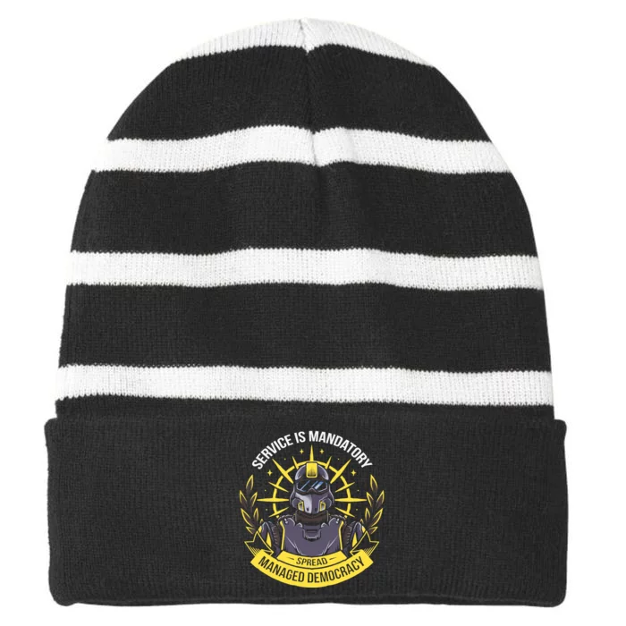 Funny Alien Bugs Are Enlist Today Striped Beanie with Solid Band