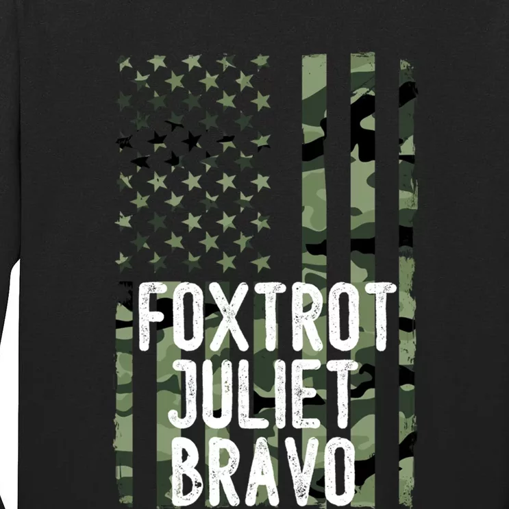 FJB Anti Biden Foxtrot Juliet Bravo American Flag Tall Long Sleeve T-Shirt