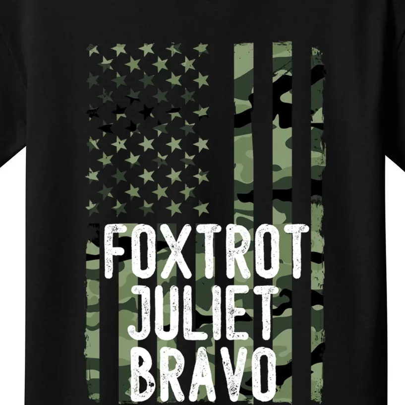 FJB Anti Biden Foxtrot Juliet Bravo American Flag Kids T-Shirt