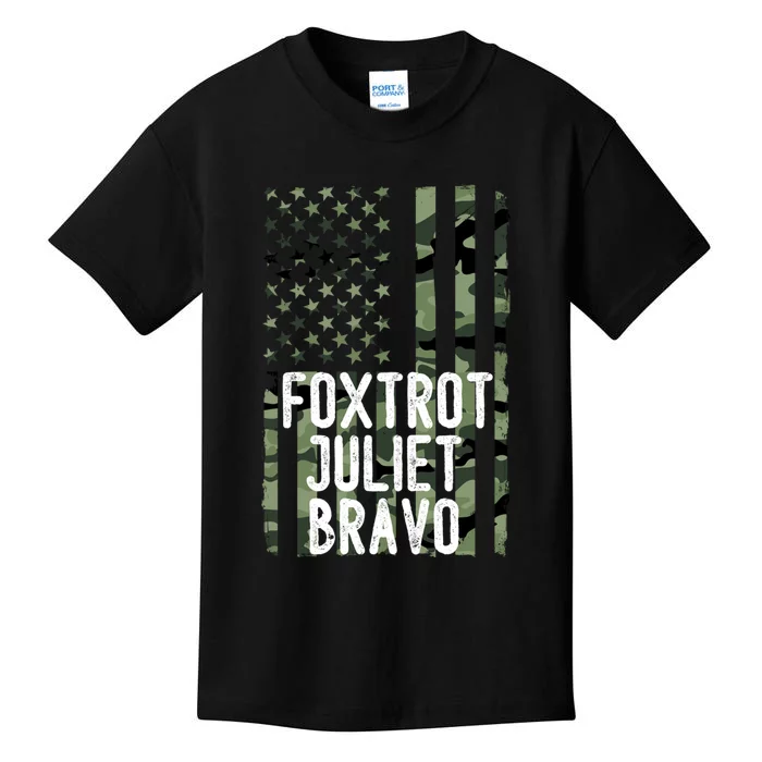 FJB Anti Biden Foxtrot Juliet Bravo American Flag Kids T-Shirt