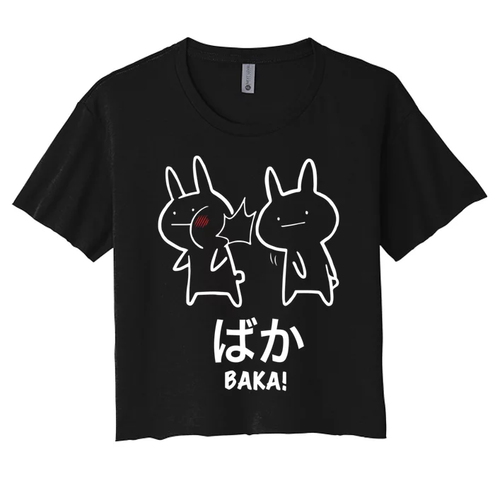 Funny Anime Baka Rabbit Slap Baka Japanese Women's Crop Top Tee