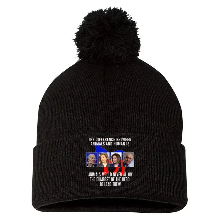 Funny Anti Biden Never Allow The Dumbest To Lead Democrats Pom Pom 12in Knit Beanie