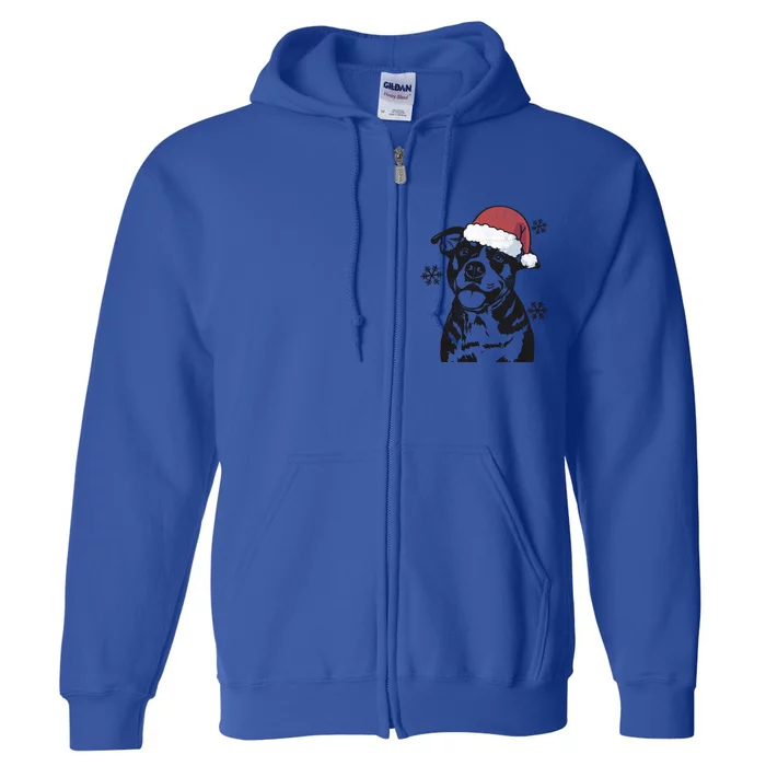 Funny American Bulldog Christmas Santa Hat Xmas Mom Dad Gift Full Zip Hoodie