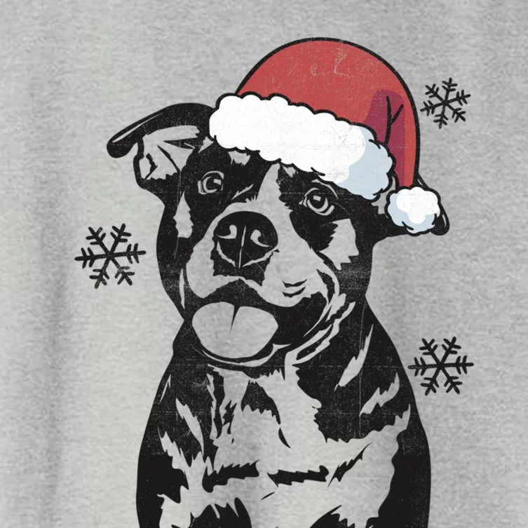 Funny American Bulldog Christmas Santa Hat Xmas Mom Dad Gift Women's Crop Top Tee