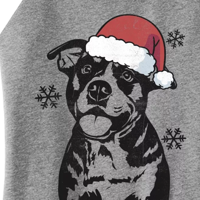 Funny American Bulldog Christmas Santa Hat Xmas Mom Dad Gift Women’s Perfect Tri Rocker Tank