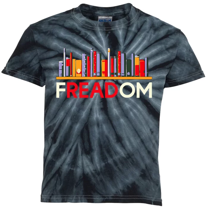 Freadom Anti Ban Books Freedom To Read Book Lover Reading Kids Tie-Dye T-Shirt