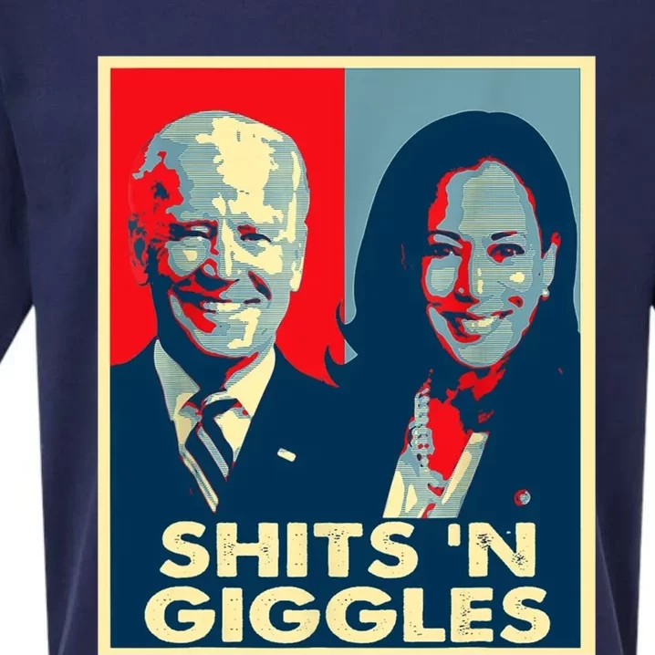 Funny Anti Biden Harris Shits N Giggles Political Sueded Cloud Jersey T-Shirt