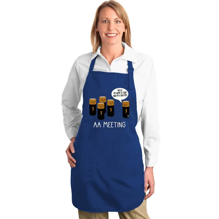 Funny Aa Battery Meeting Full-Length Apron With Pocket