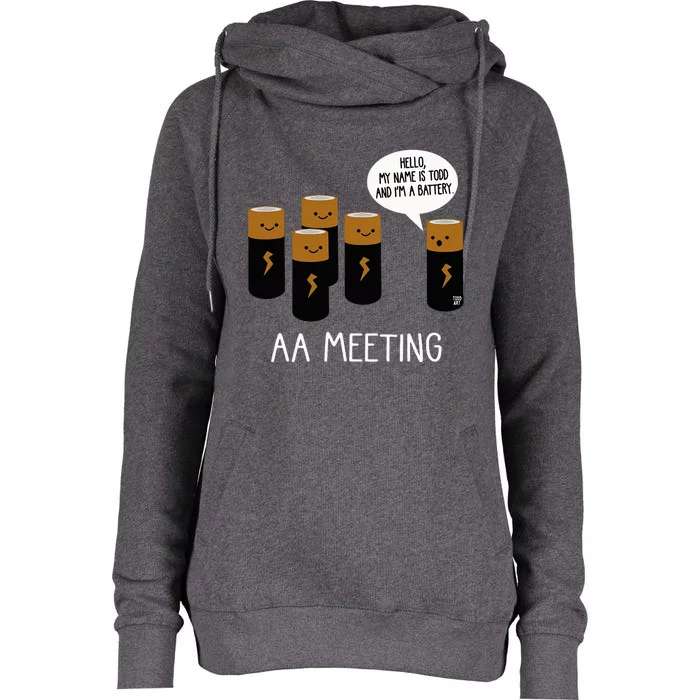 Funny Aa Battery Meeting Womens Funnel Neck Pullover Hood