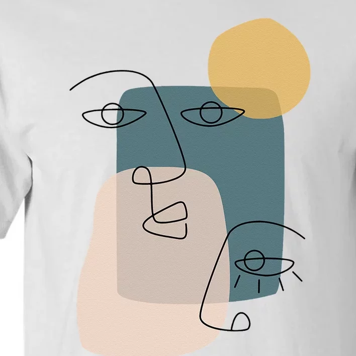 Faces Abstract Boho Line Art Drawing Aesthetic Top Tall T-Shirt