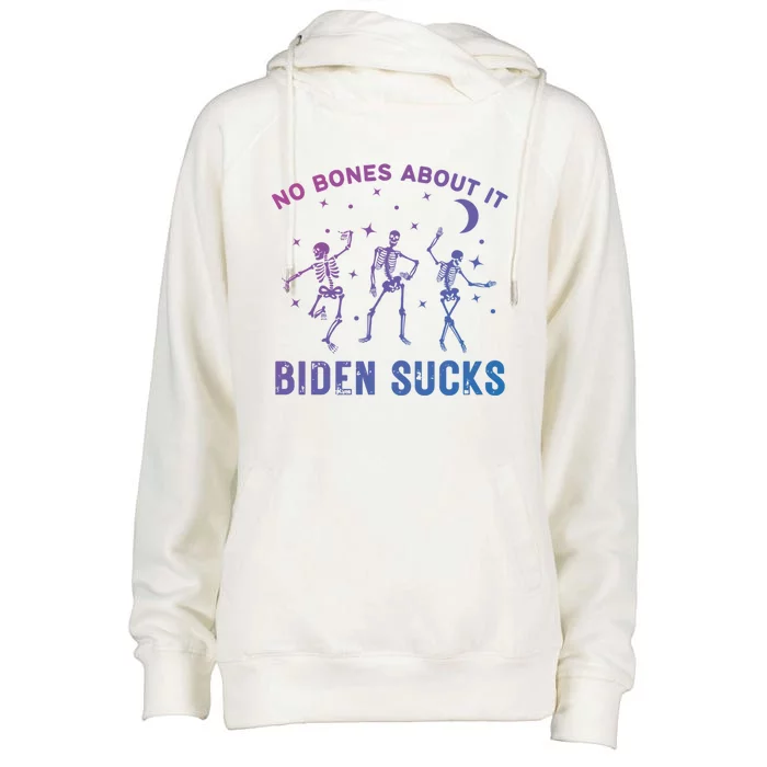 Funny Anti Biden Halloween Biden Sucks Dancing Skeletons Meaningful Gift Womens Funnel Neck Pullover Hood