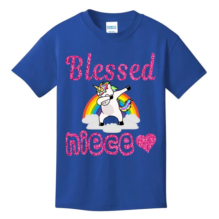 Funny Aunties Blessed Niece Dabbing Unicorns Pink Cool Gift Kids T-Shirt