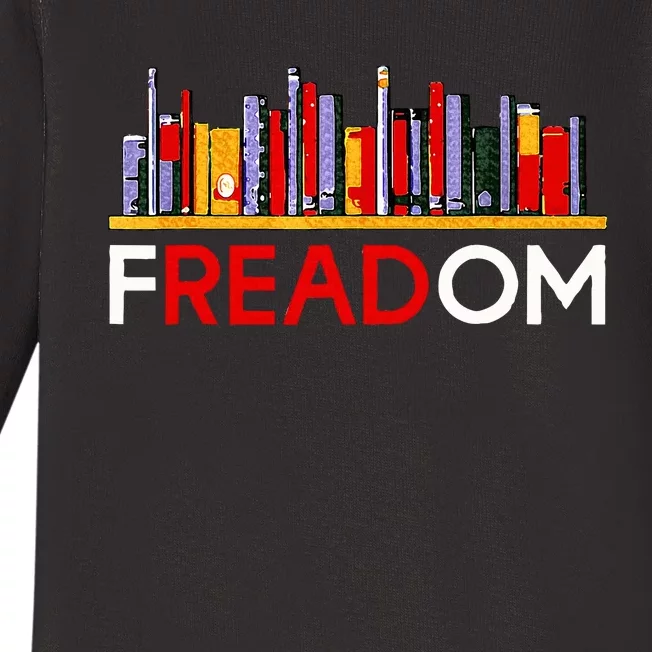 Freadom Anti Ban Books Freedom To Read Book Lover Reading Baby Long Sleeve Bodysuit