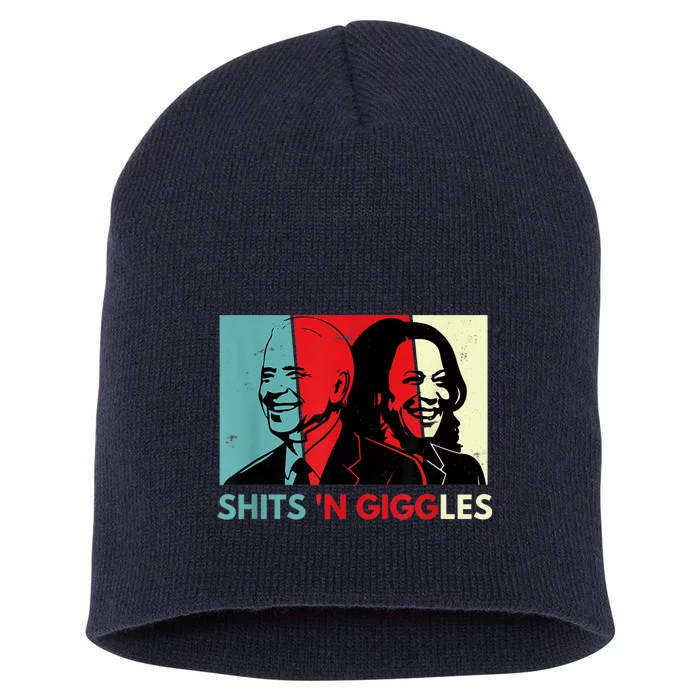 Funny Anti Biden Harris Shits 'N Giggles Political Gift Short Acrylic Beanie