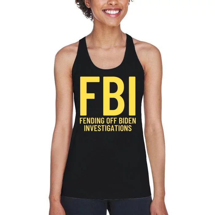 Funny Anti Biden Fbi Fending Off Biden Investigations Women's Racerback Tank