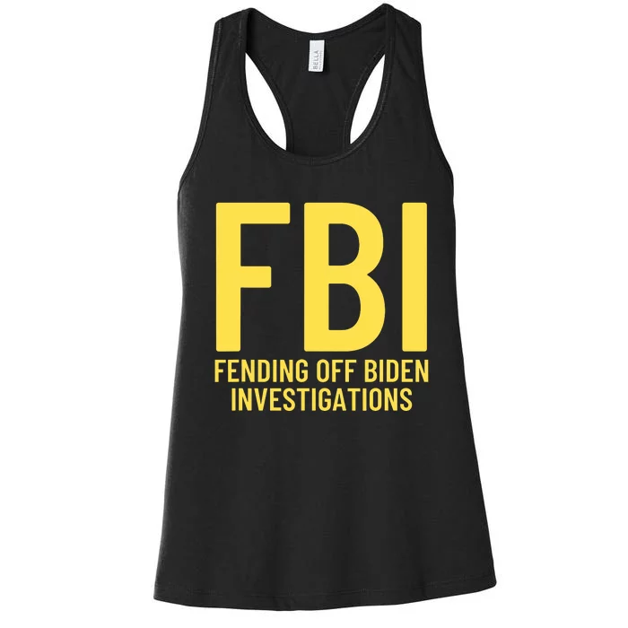 Funny Anti Biden Fbi Fending Off Biden Investigations Women's Racerback Tank