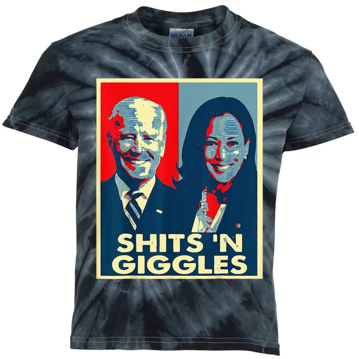 Funny Anti Biden Harris Shits 'n Giggles Political Kids Tie-Dye T-Shirt