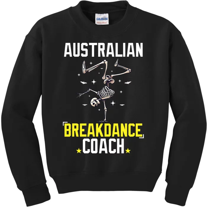 Funny Australian Breakdance Coach Skeleton Halloween Costume Kids Sweatshirt