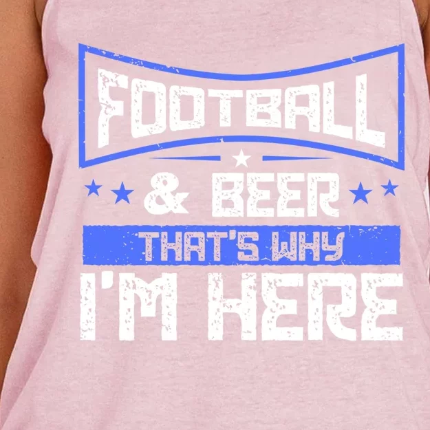 Football And Beer That's Why I'm Here Gift Game Day Gift Women's Knotted Racerback Tank