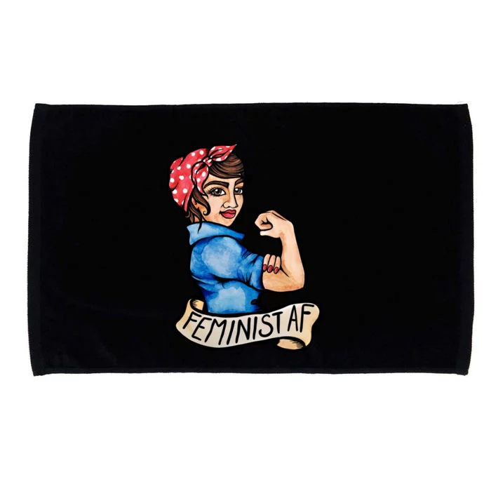 Feminist Af Black Rosie The Riveter Gift Microfiber Hand Towel