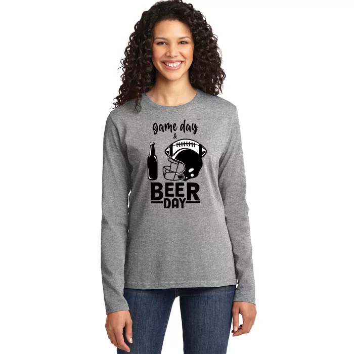 Football And Beer Day Gift Ladies Long Sleeve Shirt