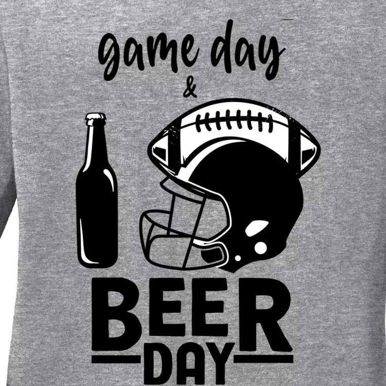 Football And Beer Day Gift Ladies Long Sleeve Shirt