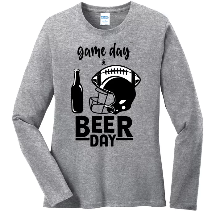 Football And Beer Day Gift Ladies Long Sleeve Shirt