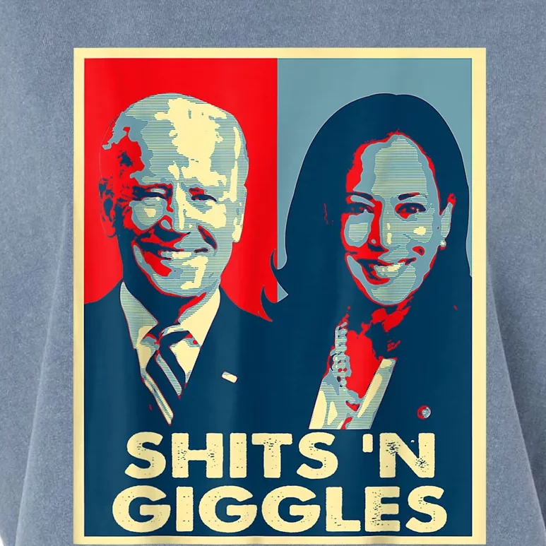 Funny Anti Biden Harris Shits 'N Giggles Political Garment-Dyed Women's Muscle Tee