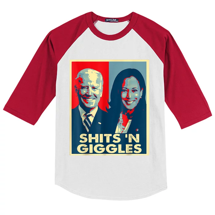 Funny Anti Biden Harris Shits 'N Giggles Political Kids Colorblock Raglan Jersey