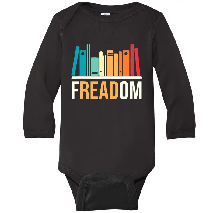 Freadom Anti Ban Books Freedom To Read Book Lover Reading Baby Long Sleeve Bodysuit