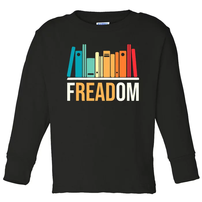 Freadom Anti Ban Books Freedom To Read Book Lover Reading Toddler Long Sleeve Shirt