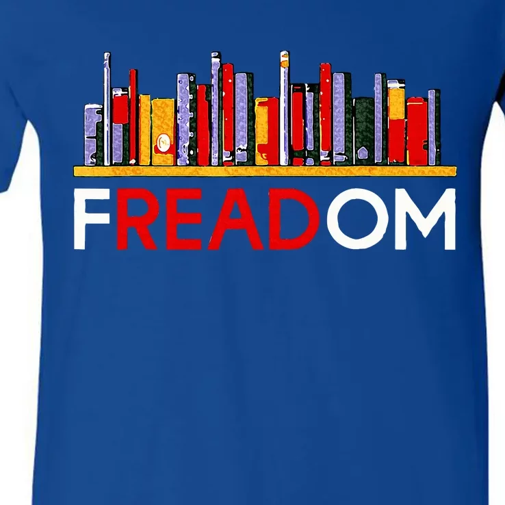 Freadom Anti Ban Books Freedom To Read V-Neck T-Shirt