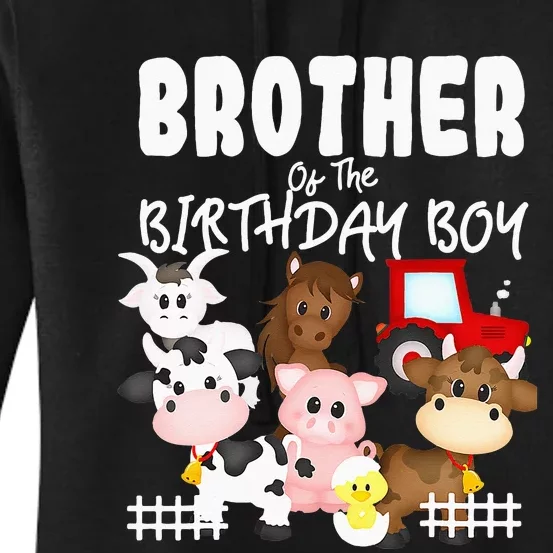 Farm Animals Barnyard Farm House Brother Of The Birthday Boy Women's Pullover Hoodie