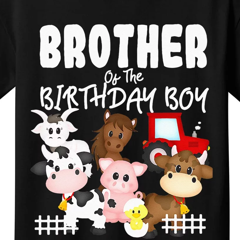 Farm Animals Barnyard Farm House Brother Of The Birthday Boy Kids T-Shirt