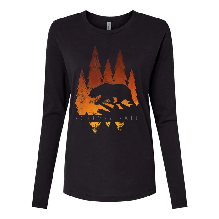 Fall Autumn Bear In Trees Fall Color Stylish Womens Cotton Relaxed Long Sleeve T-Shirt