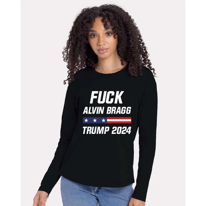 Fuck Alvin Bragg I Stand With Trump Free Trump Indictment Support Donald Trump Womens Cotton Relaxed Long Sleeve T-Shirt