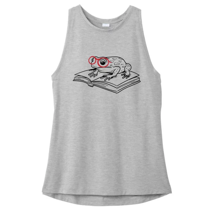 Frogs And Books Reading Literature Cute Gift Ladies Tri-Blend Wicking Tank